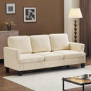 Beige Corduroy 3-Seater Sofa with Deep Seat