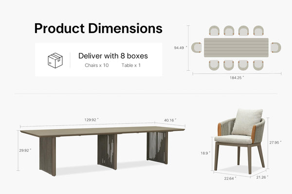 Outdoor Patio Dining Set with Olefin Cushions & Aluminum Frame