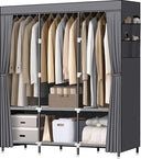 Portable Wardrobe Closet with 3 Hanging Rods & 6 Shelves