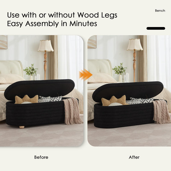 Storage Ottoman Bench with Hidden Storage & Safety Hinge