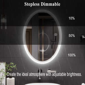 Oval LED Bathroom Mirror with Front & Backlit Lighting