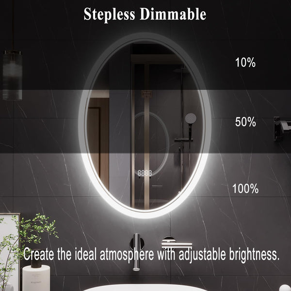 Oval LED Bathroom Mirror with Front & Backlit Lighting