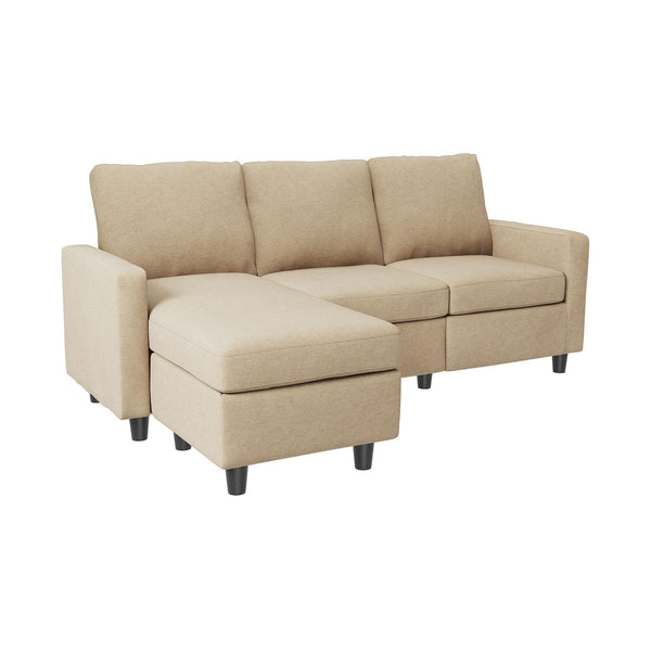 L-Shaped Convertible Sectional Sofa with Linen Fabric