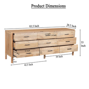 9-Drawer Mango Wood Dresser