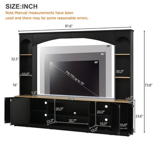 Arched Entertainment Center TV Stand with Bookshelf – Fits TVs up to 70"