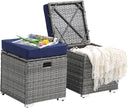2-Piece Outdoor Patio Storage Ottomans with Cushions