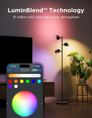 Triple-Head LED Tree Floor Lamp with Smart Controls