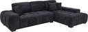 Upholstered Sectional Sofa with Chaise – Grid Tufting & Reversible Cushions