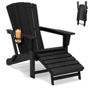 Folding Adirondack Chair with Retractable Ottoman & Cup Holder