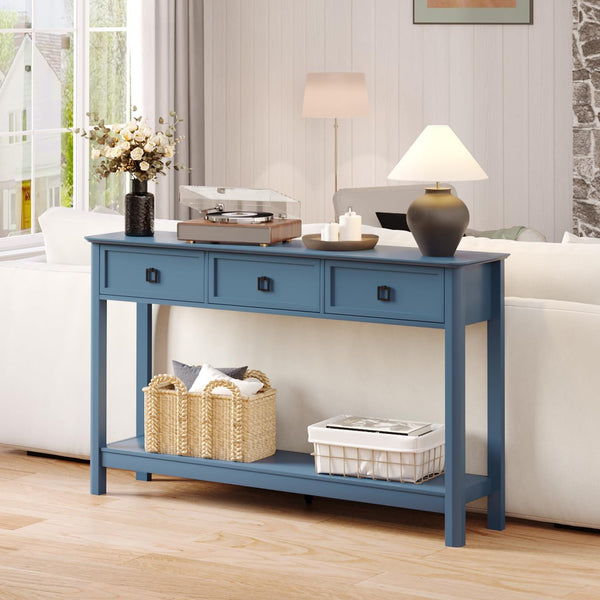53.1" Console Table with 3 Drawers & Open Shelf