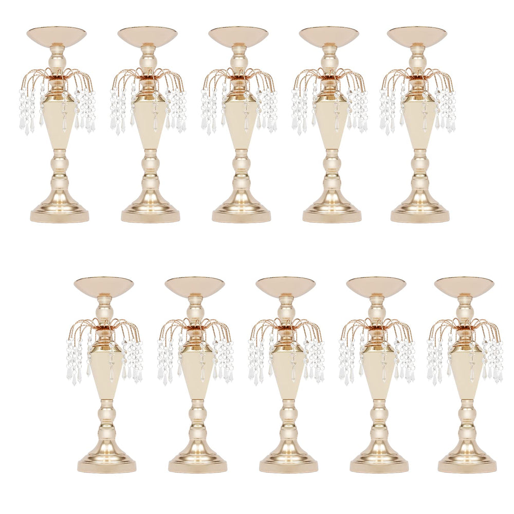 Gold Metal Trumpet Vases Set of 10 – 17.7" Tall Wedding Centerpieces
