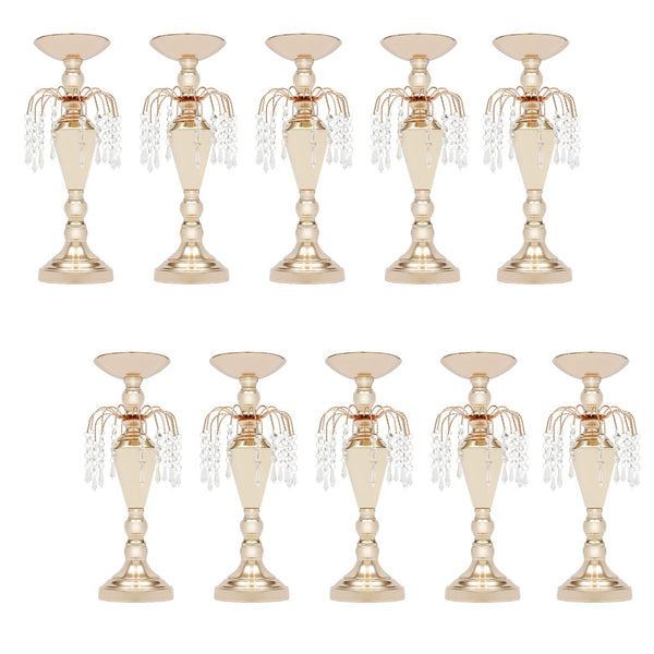 Gold Metal Trumpet Vases Set of 10 – 17.7" Tall Wedding Centerpieces