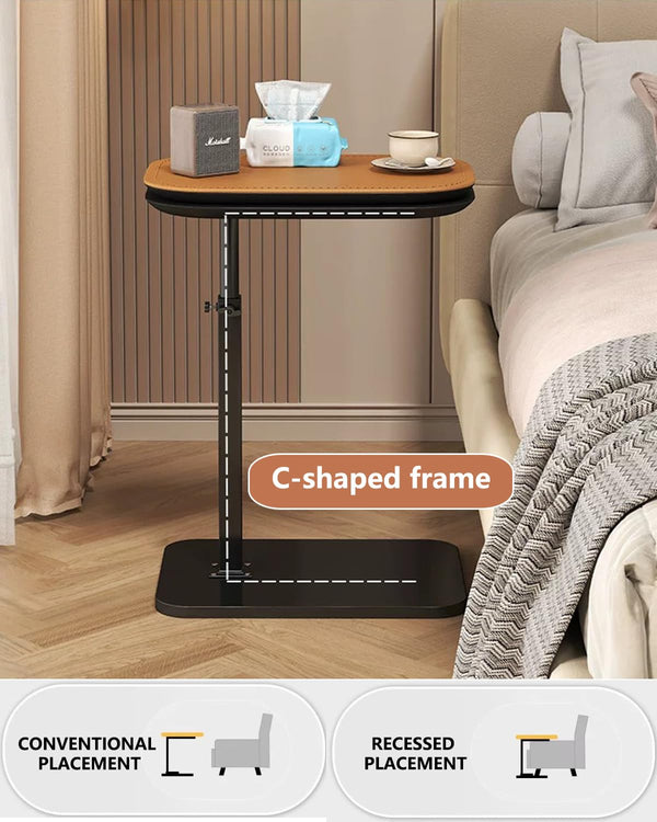 C-Shaped Adjustable Height End Table with 360° Swivel – Orange