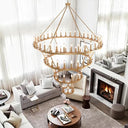 Wagon Wheel Chandelier 60-Inch Multi-Tier Metal Ceiling Light