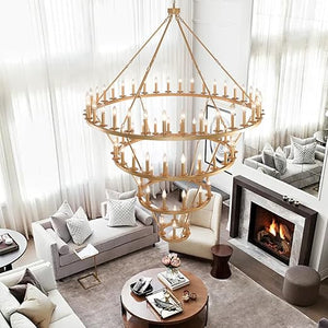 Wagon Wheel Chandelier 60-Inch Multi-Tier Metal Ceiling Light