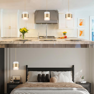 Frosted Glass Pendant Light – Gold Metal Ceiling Hanging Fixture
