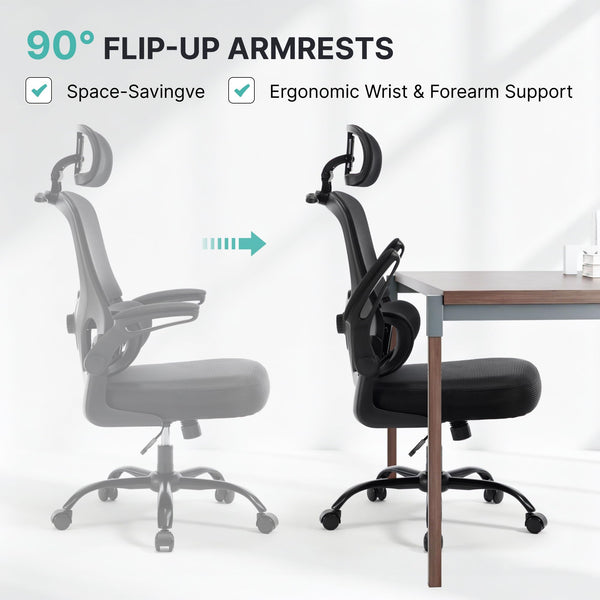 Ergonomic Mesh Office Chair with 3D Headrest & Lumbar Support