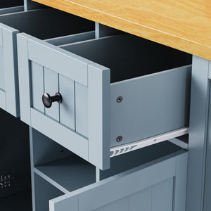 Rolling Kitchen Island with Drop Leaf & Power Outlet