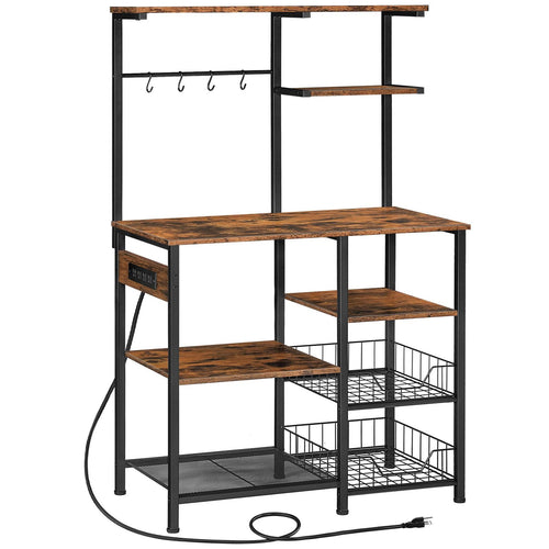 6-Tier Baker's Rack with Power Outlets & Wire Baskets
