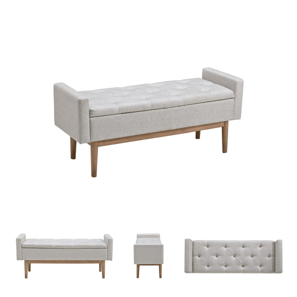 Tufted Storage Bench with Hinged Seat