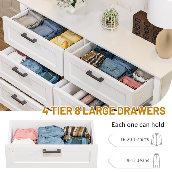 White Wood Dresser with Drawers – Chest of Drawers for Bedroom