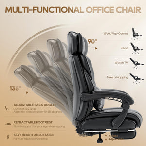 High-Back Ergonomic Office Chair with Footrest & Lumbar Support