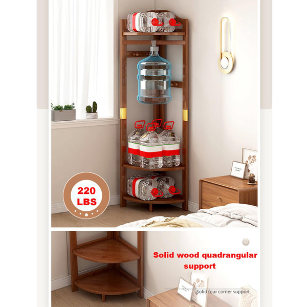 Corner Coat Rack with Storage Basket & Hooks