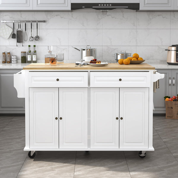 Rolling Kitchen Island Cart with Drop Leaf & Storage Cabinet