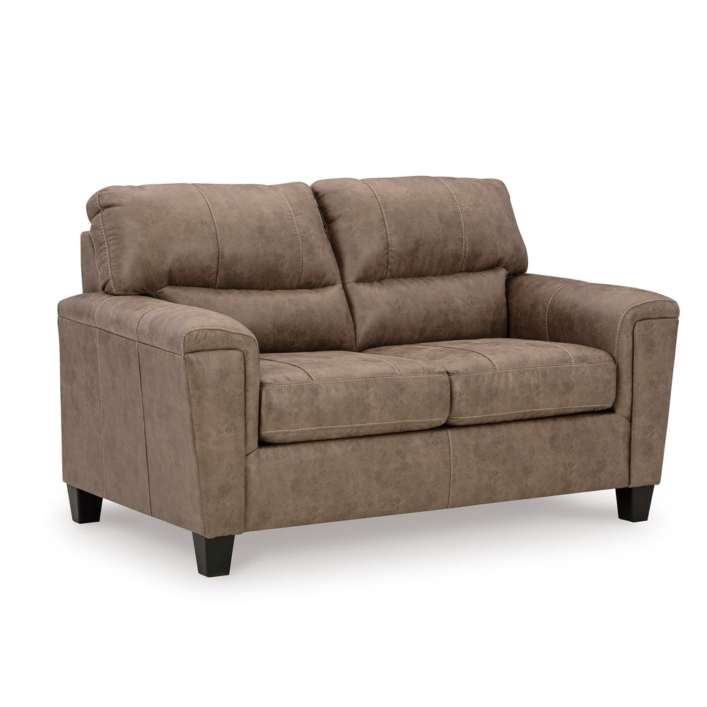 Dark Brown Faux Leather Loveseat