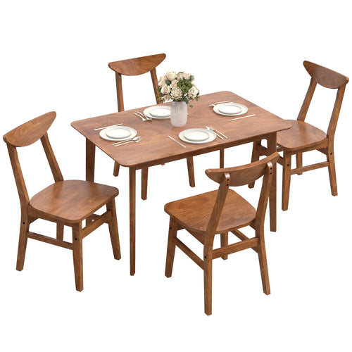 5-Piece Farmhouse Solid Wood Dining Table and Chair Set for 4
