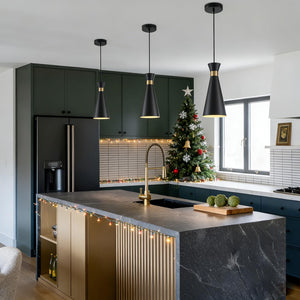 Mini Pendant Lights for Kitchen Island – Black Gold & White