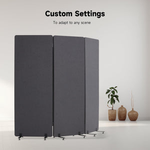 3-Panel Freestanding Room Divider with Sliding & Fixed Feet
