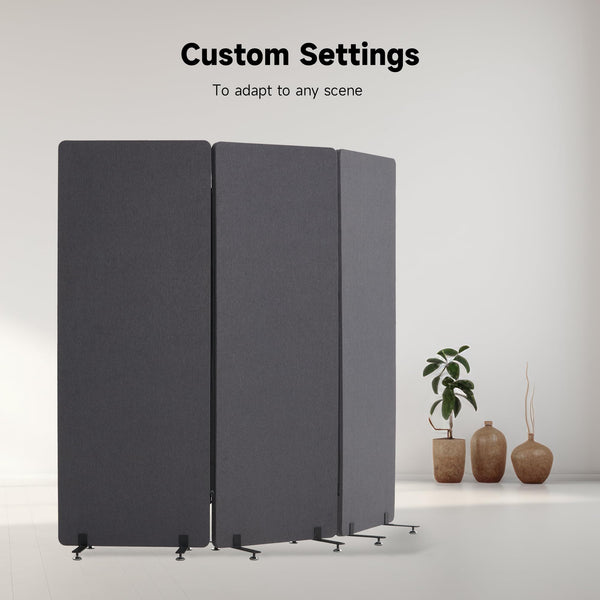 3-Panel Freestanding Room Divider with Sliding & Fixed Feet