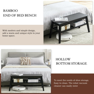 Bamboo Entryway Bench 33.46" – 2-Tier Indoor Bench