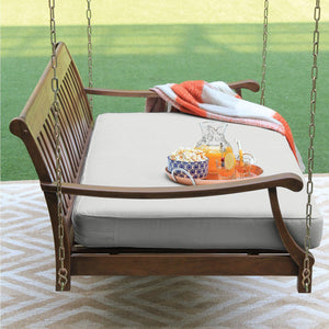 Solid Mahogany Porch Swing Daybed with Cushion