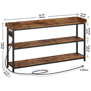 Console Table with Power Outlet – Height Adjustable Entryway Sofa Table