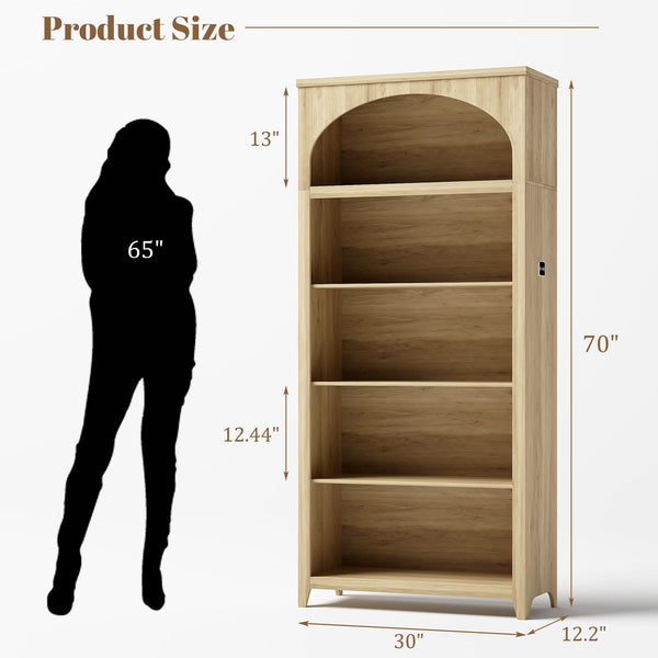 5-Tier Arched Bookshelf with LED Lights