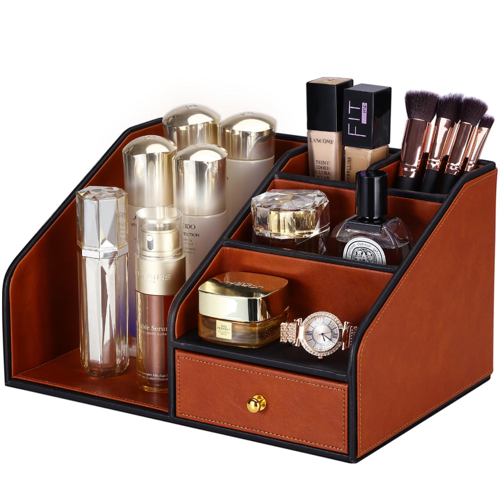 PU Leather Desk Organizer with Drawer
