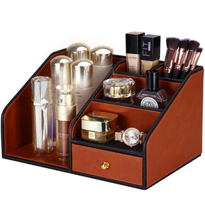 PU Leather Desk Organizer with Drawer