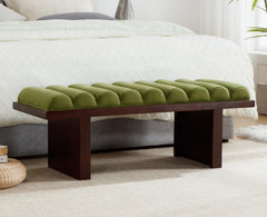 Upholstered Bedroom Bench with Cylindrical Cushion