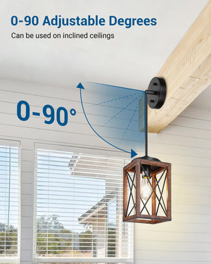 2-Pack Farmhouse Pendant Light Fixture – Adjustable Metal Hanging Light