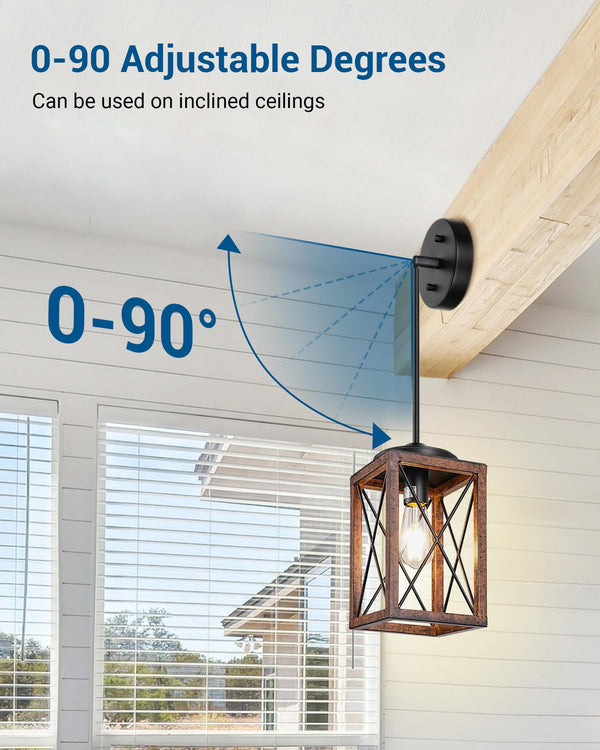 2-Pack Farmhouse Pendant Light Fixture – Adjustable Metal Hanging Light