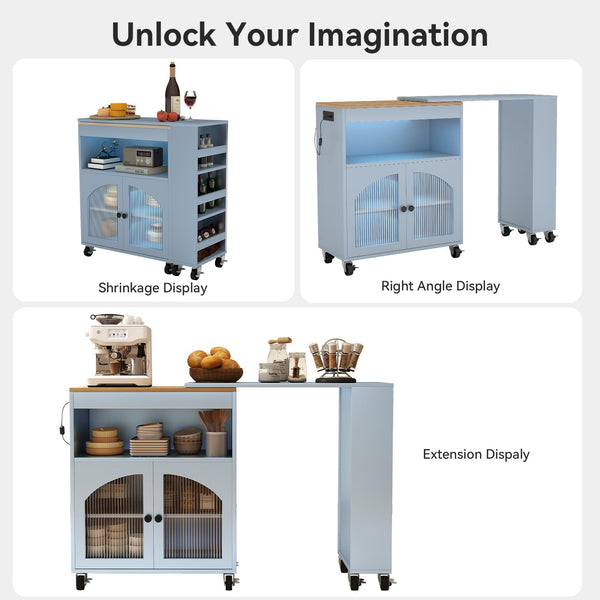 41" Rolling Kitchen Island with Storage