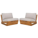 Acacia Wood Outdoor Lounge Chair Set of 2 with Cushions