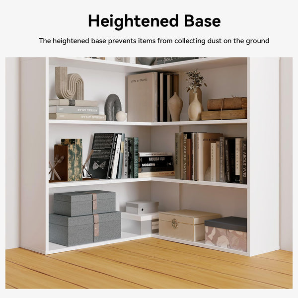 L-Shaped Corner Bookshelf 6-Tier Freestanding