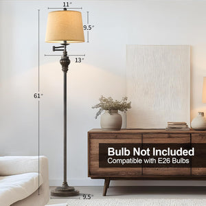 Vintage Floor Lamp with 350° Adjustable Swing Arm