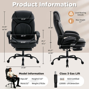 Ergonomic Reclining Office Chair with Lumbar Support and Footrest