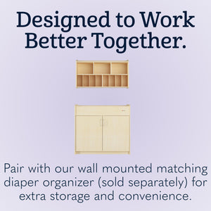 Commercial Daycare Changing Table with Locking Cabinet and Built-In Shelves