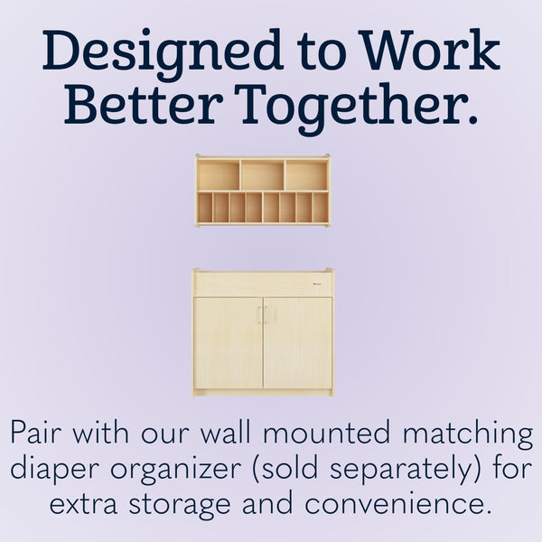 Commercial Daycare Changing Table with Locking Cabinet and Built-In Shelves