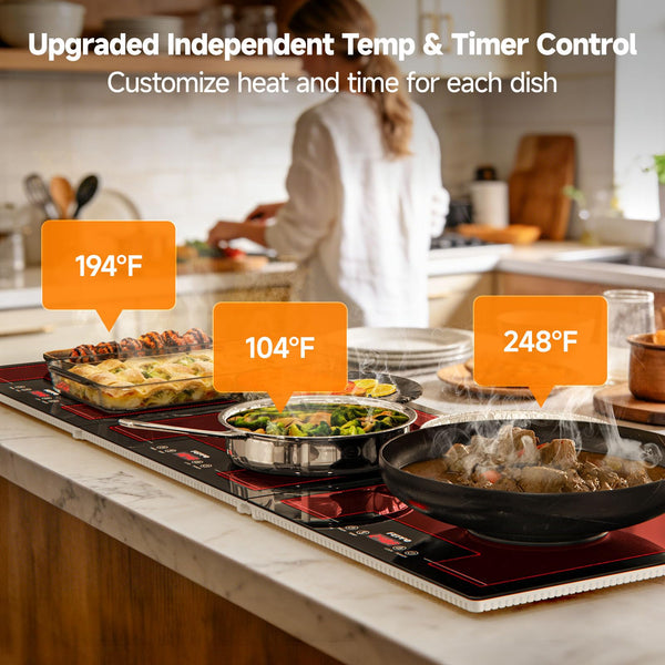 Extra-Long 47"x15" Modular Electric Food Warming Tray with Independent Temp & Timer Control